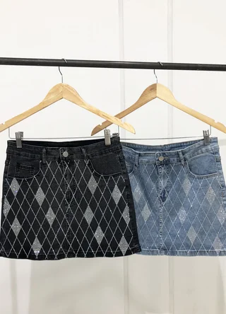 Mini denim con strass  - Vista 3