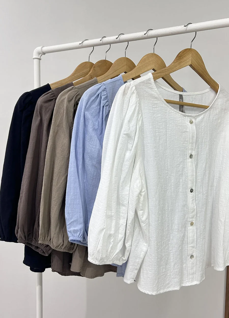 Blusa 3/4 gasa rustica con botones 