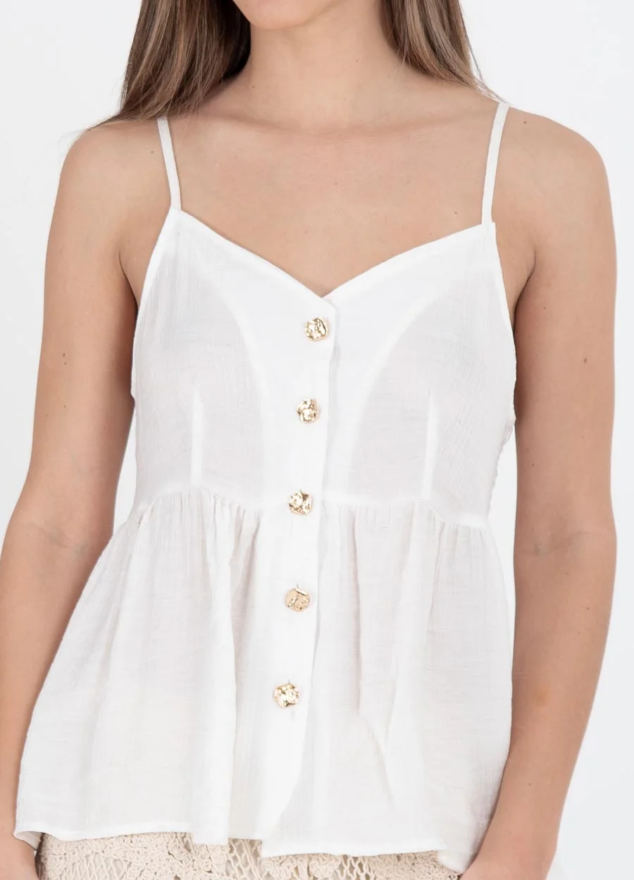 Musculosa con boton dorado