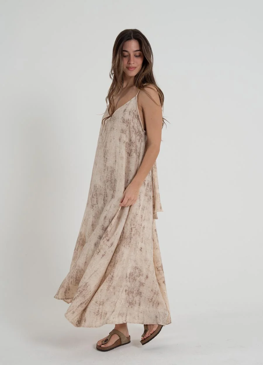 Vestido sedita estampado con lazo 
