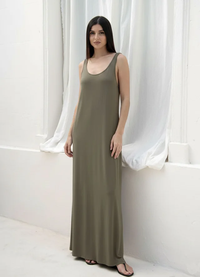 Maxi vestido musculosa viscosa 