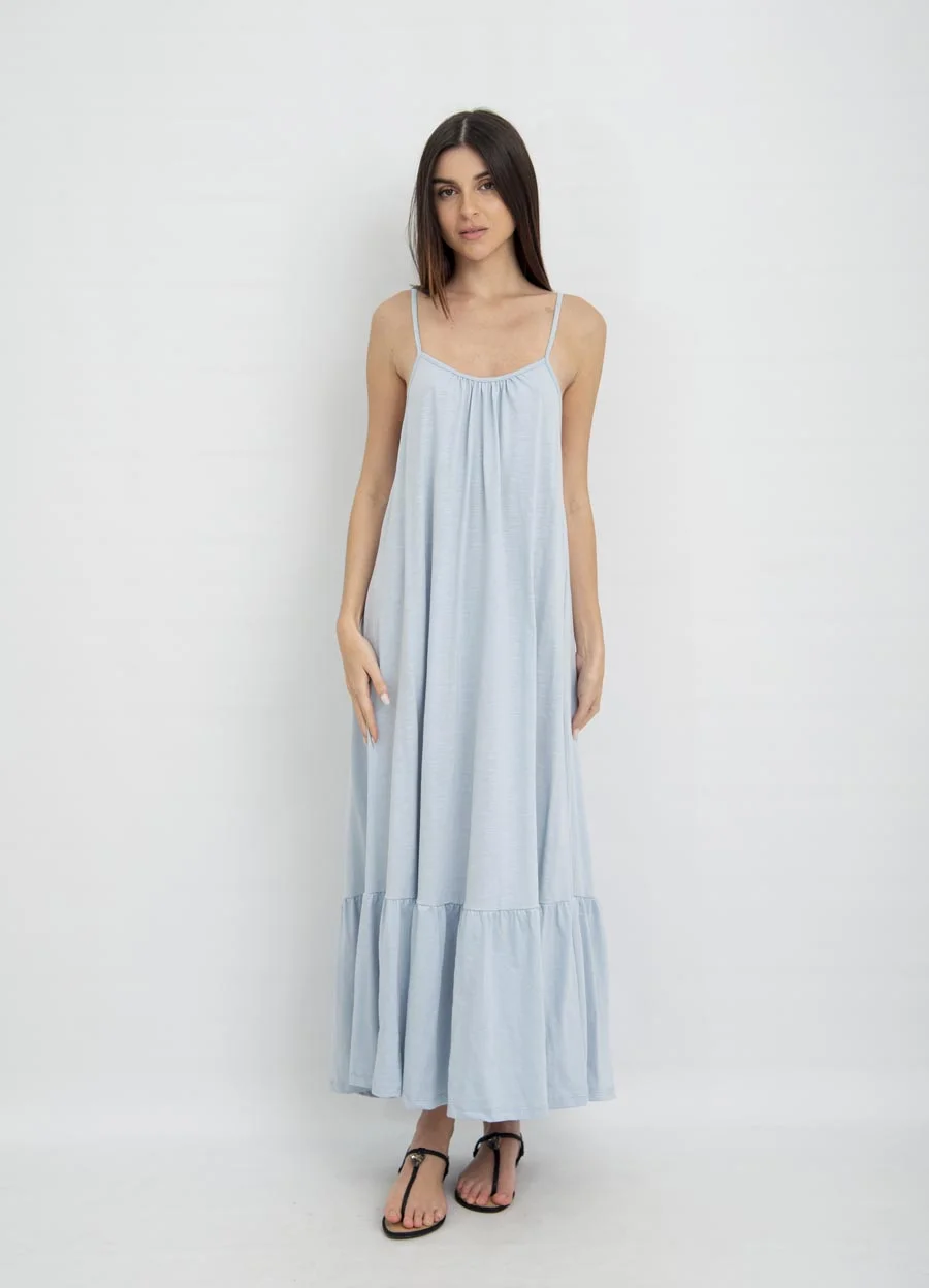 Vestido jersey flame con volado en  ruedo