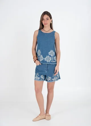 Musculosa denim calada  - Vista 1