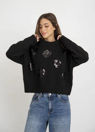 Sweater rosas c/lentejuelas  - Vista 3