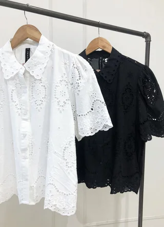 Camisa manga corta broderie  - Vista 6