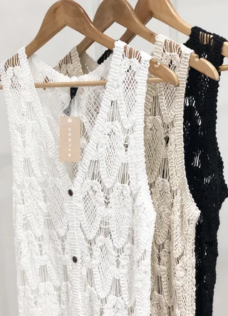 Vestido  tejido crochet con botones  - Vista 4