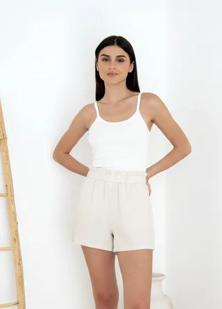 Short lino cintura alta  - Vista 1