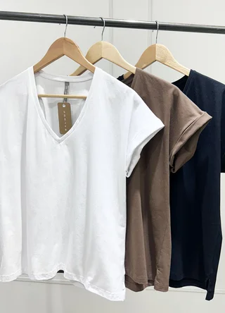 Remera jersey spandex escote V con tajito  - Vista 4