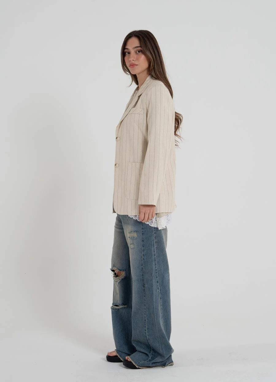 Blazer de lino rayado