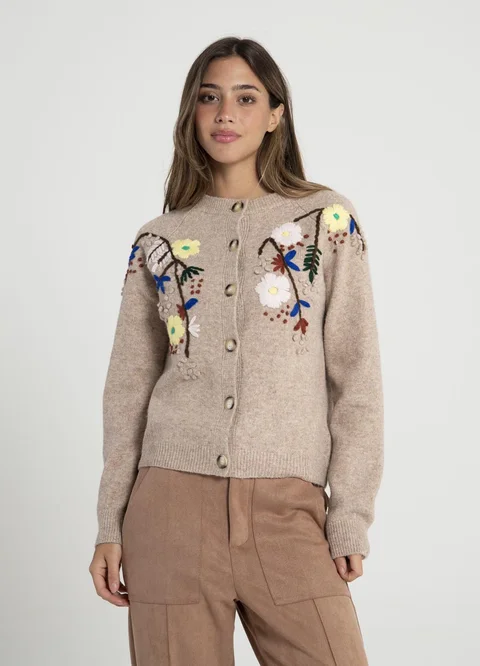 Saco bordado flores de colores 