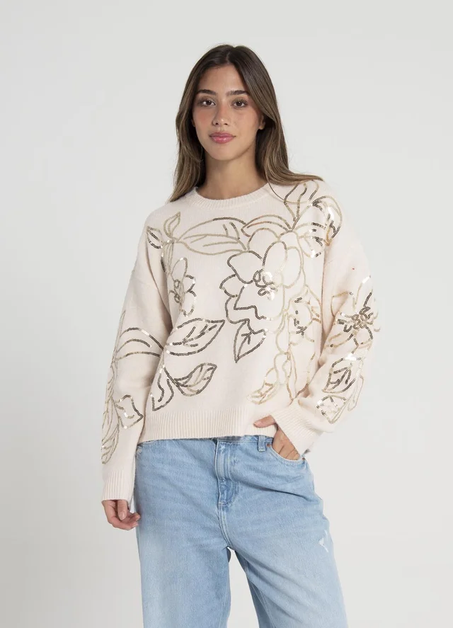 Sweater full bordado lentejuelas 
