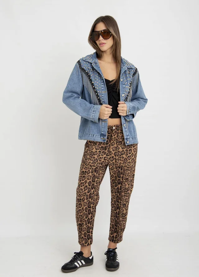 Pantalon slouchy print de gamuza 