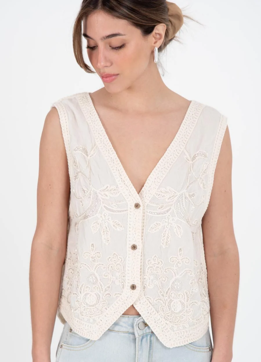 Chaleco bordado offwhite