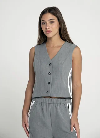 Chaleco sastrero  con franja lateral - Vista 2