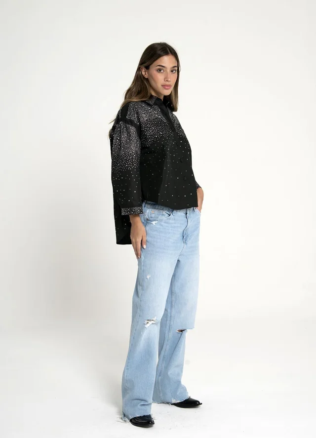 Camisa full strass 3/4
