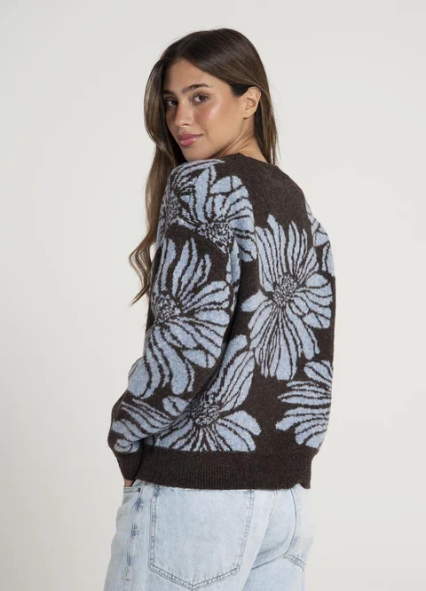 Sweater estampado flores grandes 
