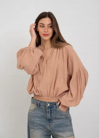 Blusa gasa rustica escote V - Vista 2