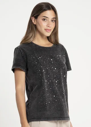 Remera prelavada  con strass y estrellas  - Vista 3