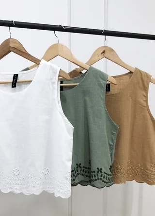 Musculosa lino calada  - Vista 4