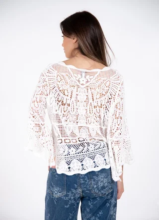 Blusa crochet manga campana 3/4 - Vista 3