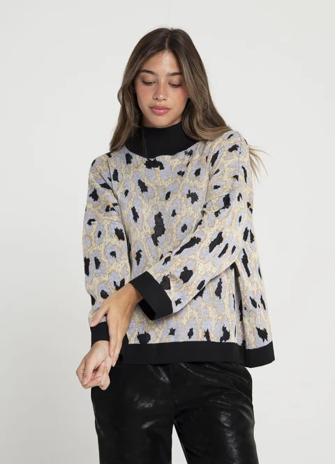 Sweater print con puños 