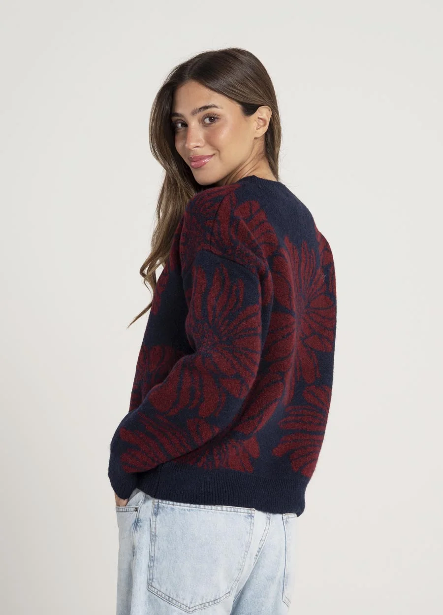 Sweater estampado flores grandes 