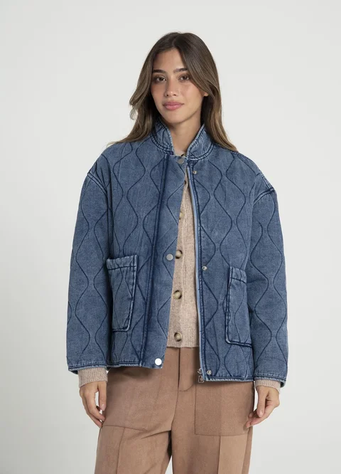 Campera denim matelasse