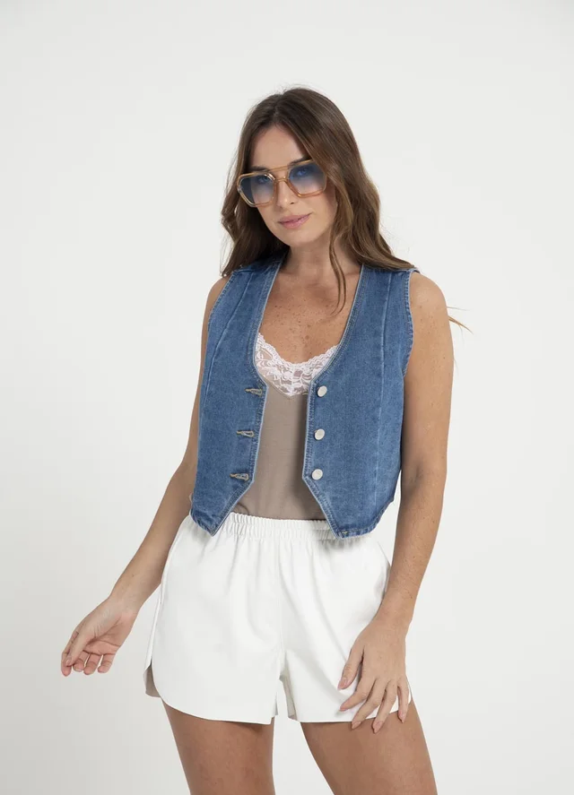 Chaleco denim entallado
