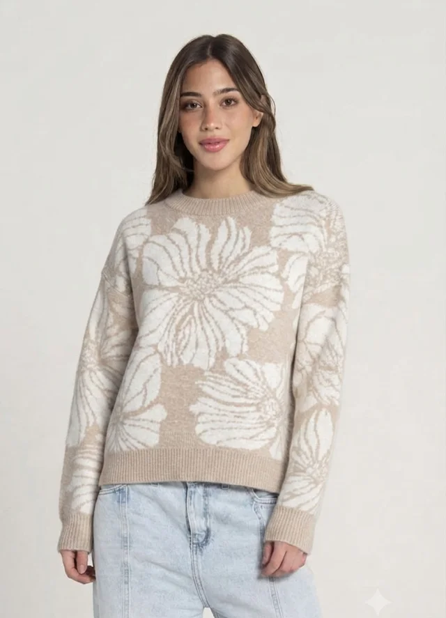 Sweater estampado flores grandes 