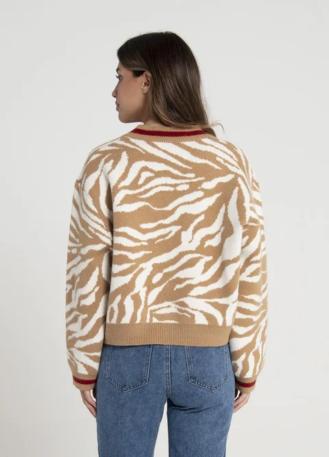 Cardigan cebra combinado 