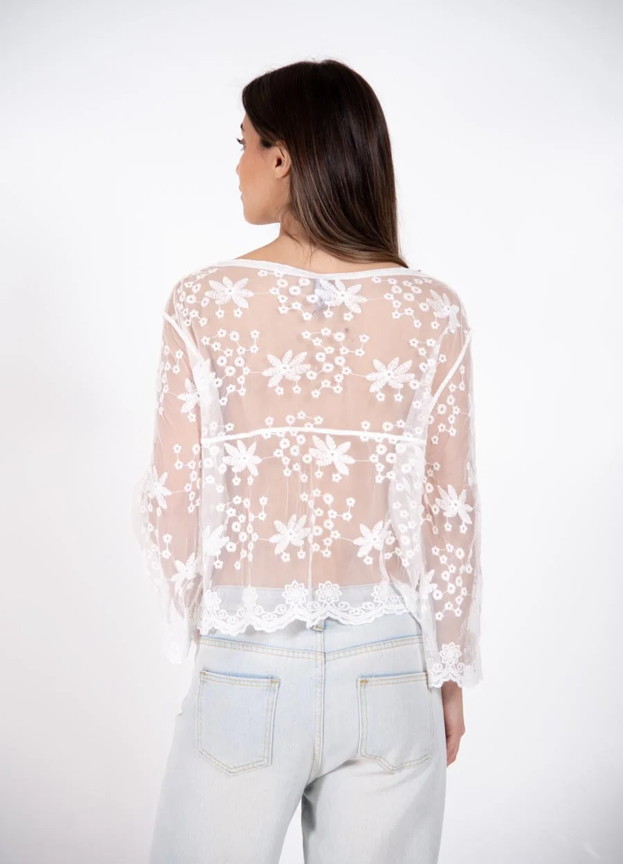 Blusa tul bordada 