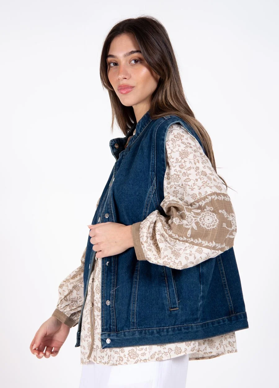 Maxi chaleco denim cargo