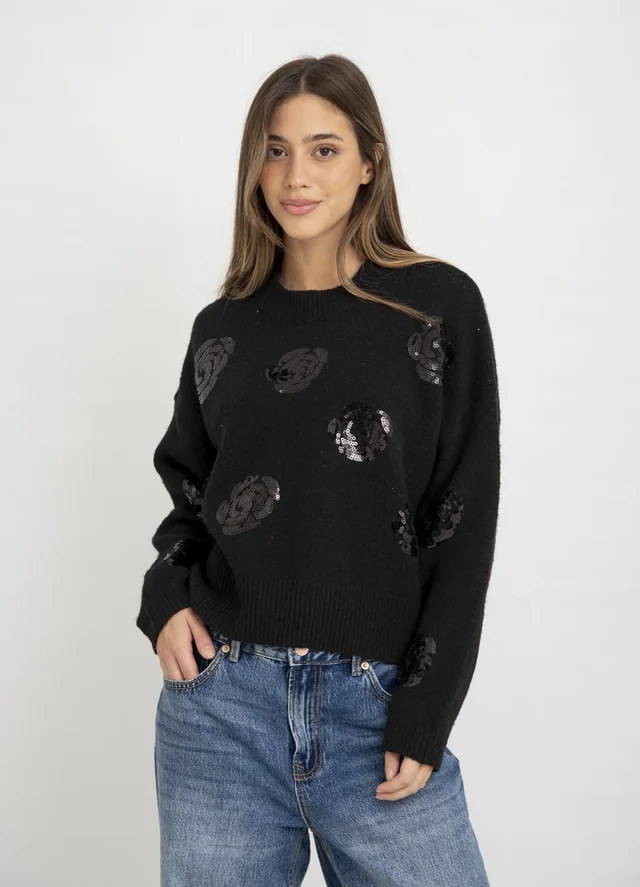 Sweater rosas c/lentejuelas 