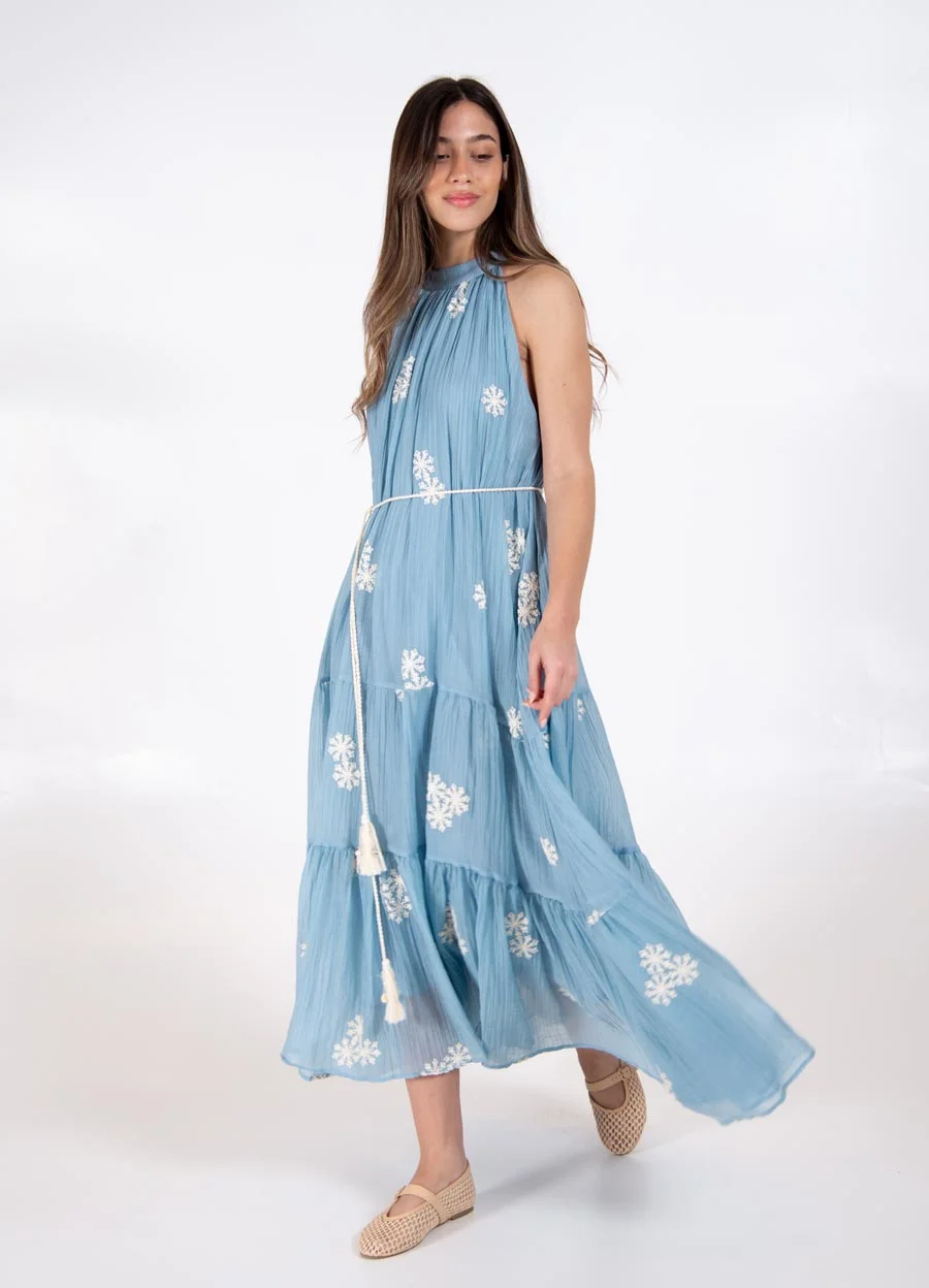 Maxi vestido sedita bordado con cordon 