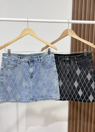 Mini de jean con strass  - Vista 5