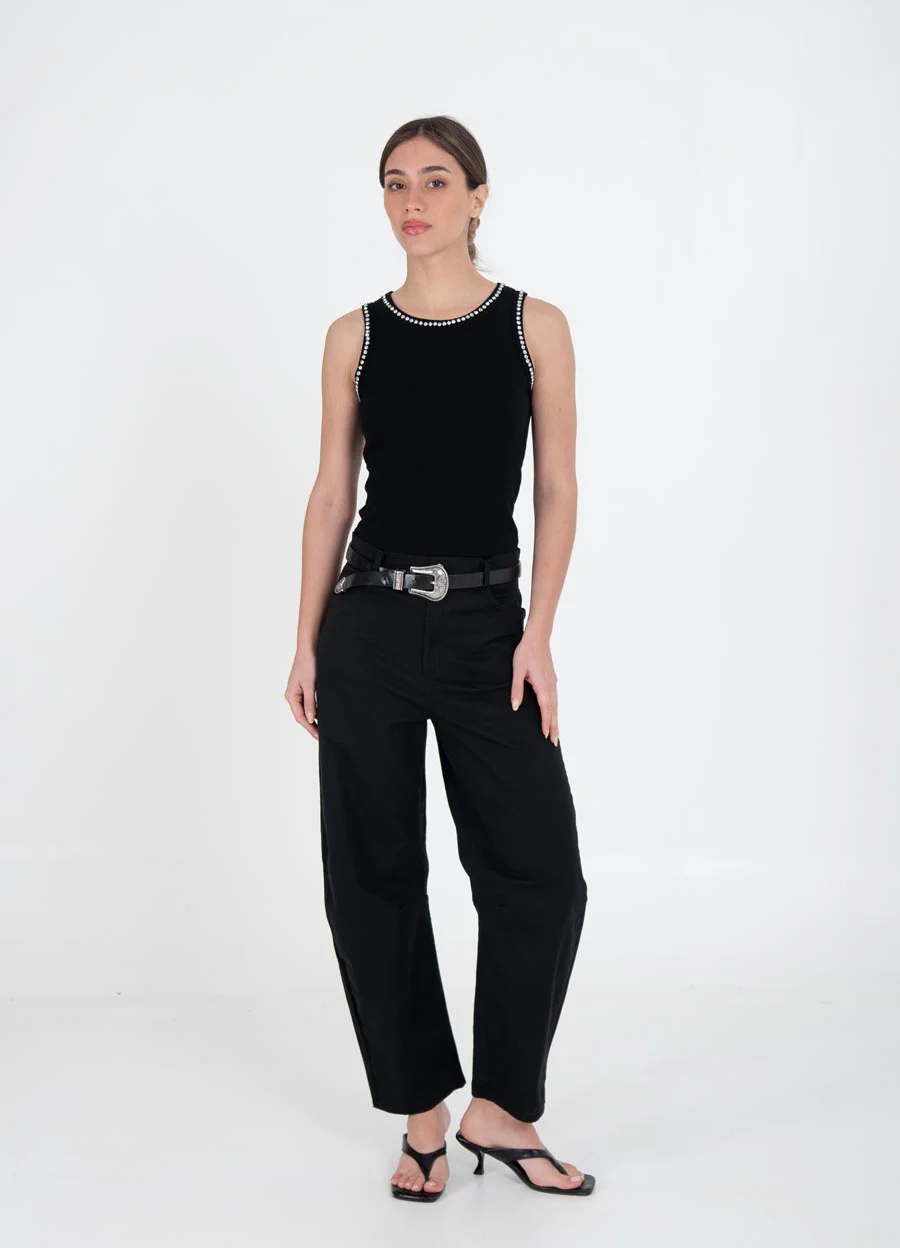 Musculosa algodon con piedras en sisa 