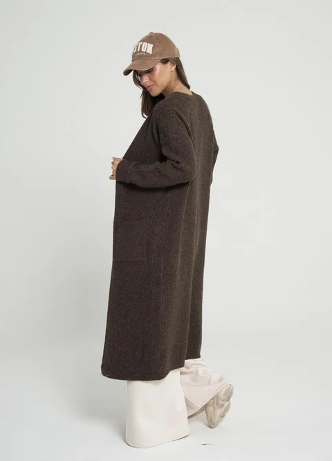 Saco largo tejido con bolsillos 