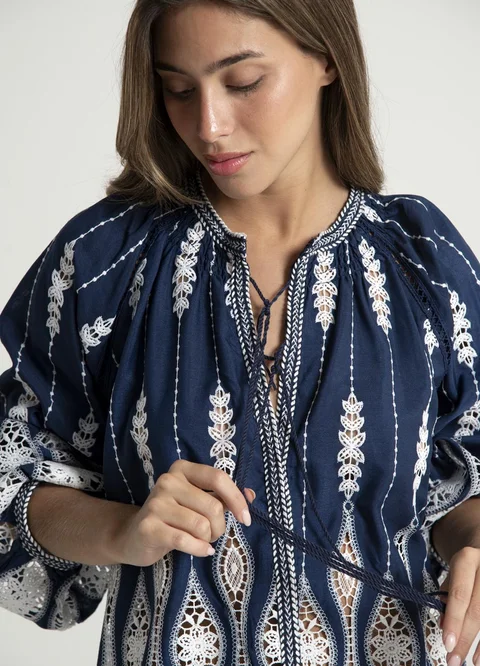 Blusa mangas balloom bordada