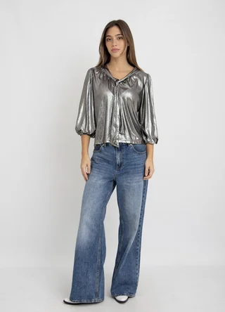 Blusa metalizada con lazo - Vista 1