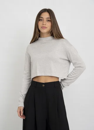 Polera de lanilla con lurex crop  - Vista 4