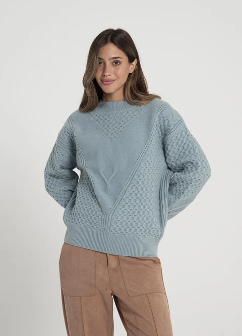 Sweater tramado en V 