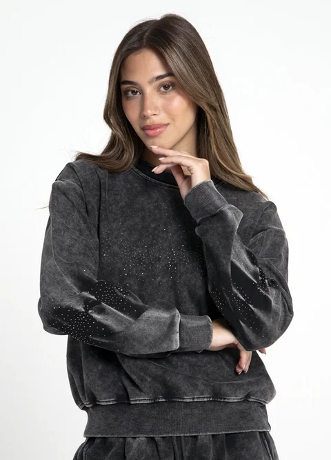 Buzo prelavado con strass