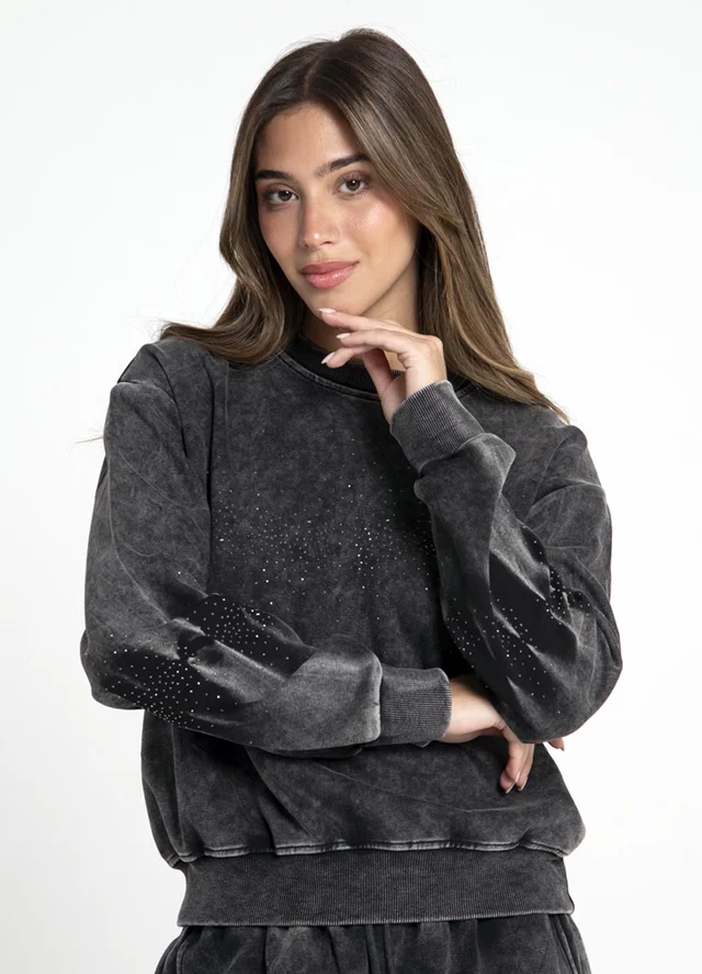 Buzo prelavado con strass