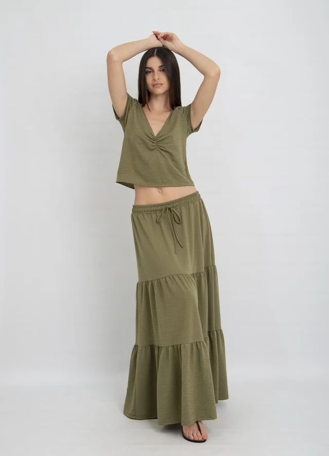 Falda larga fantasia con recorte 