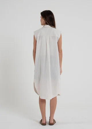 Vestido camisero lino rayado - Vista 3