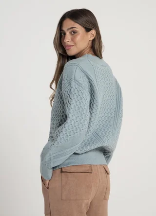 Sweater tramado en V  - Vista 5