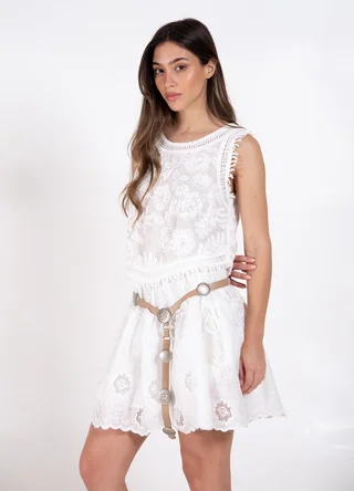 Musculosa bordada  con flecos - Vista 5