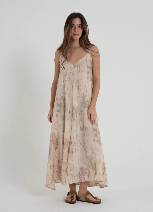 Vestido sedita estampado con lazo 