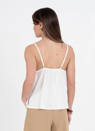Musculosa con tablitas y broderie  - Vista 3