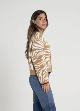 Cardigan cebra combinado  - Vista 4